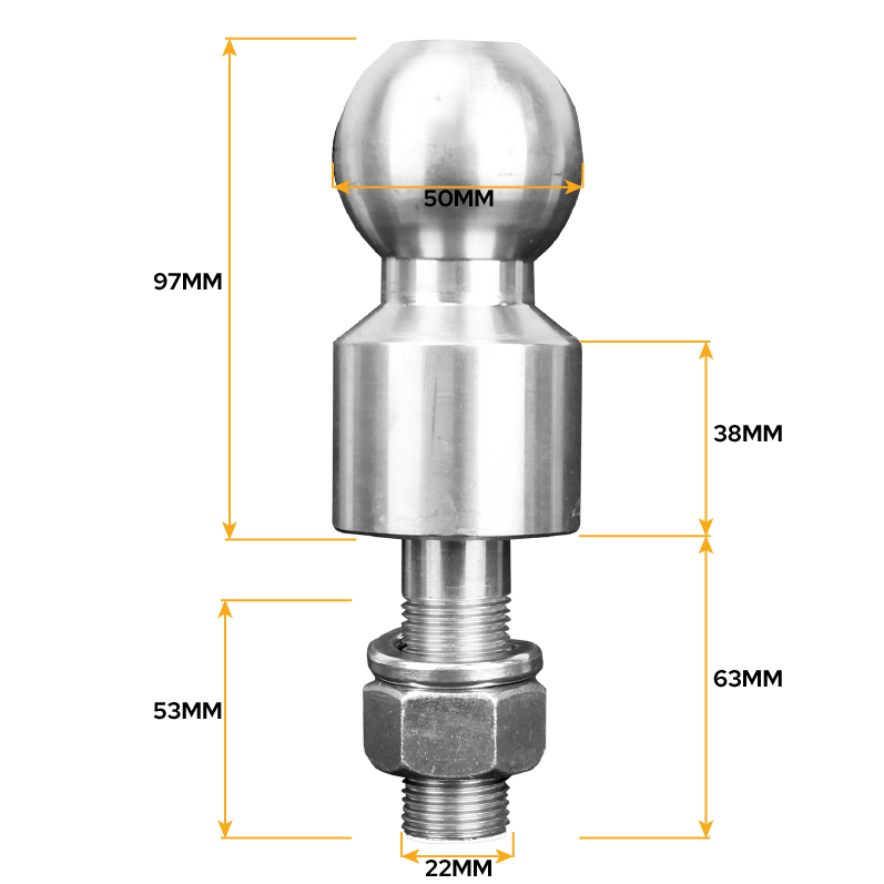 Easylift Australian Made Towball 50mm 1 1/2" High Rise 3500kg Rated Chrome