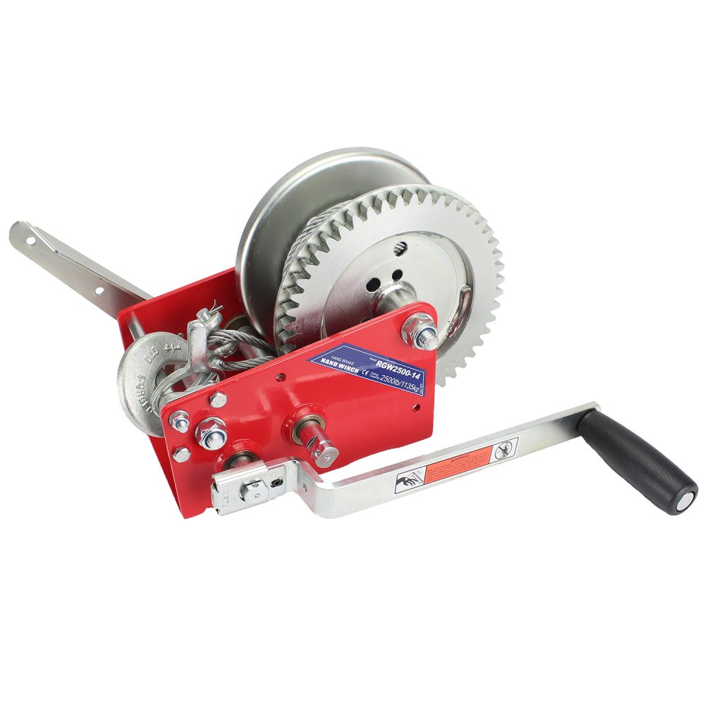 Hand Winch 2500lbs (1135kg) Two Speed 10m Cable with Hand Brake