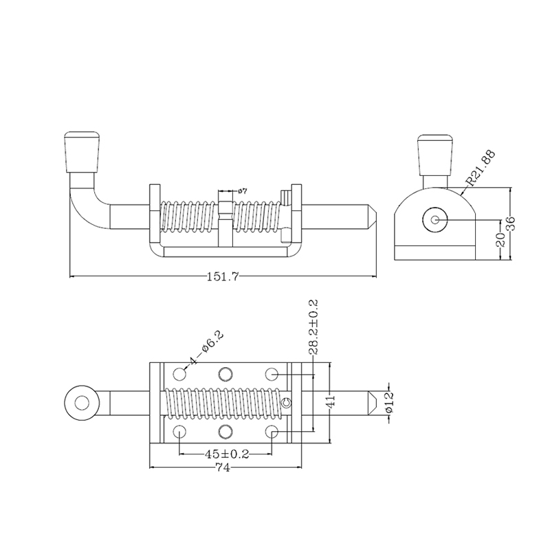 Spring Loaded Catch with Hold Facility 12x136mm