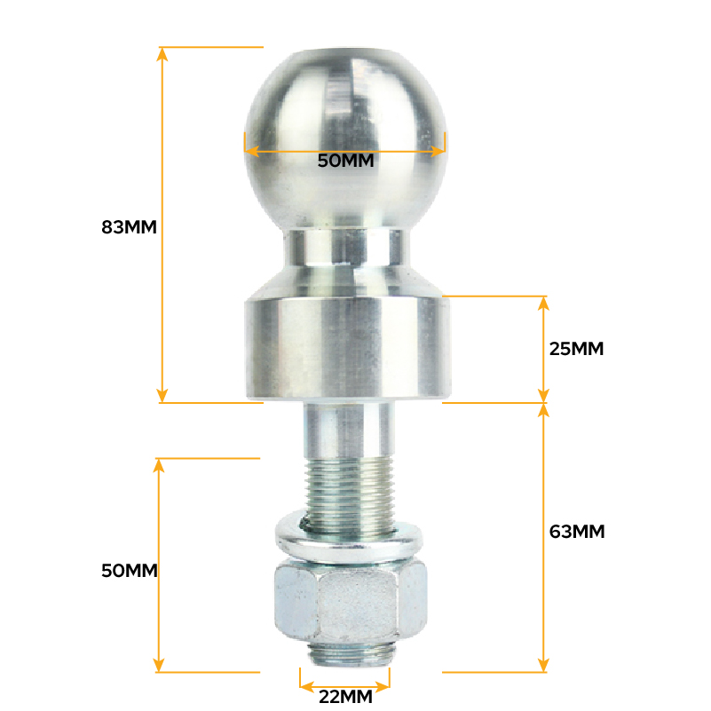 Easylift Australian Made Towball 50mm 1" High Rise 3500kg Rated Chrome Finish