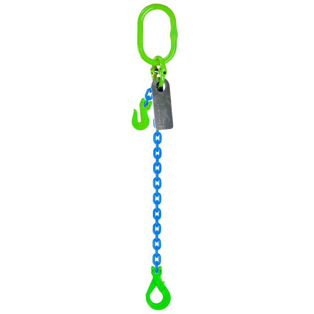 Grade 100 1-Leg Chain Sling with Shortening Grab Hook and Self Locking Hook