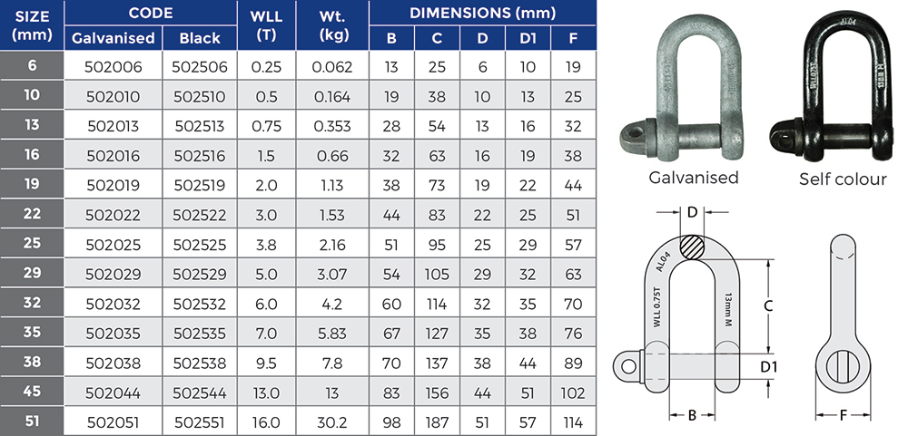 Shackle Grade M Dee Galvanised