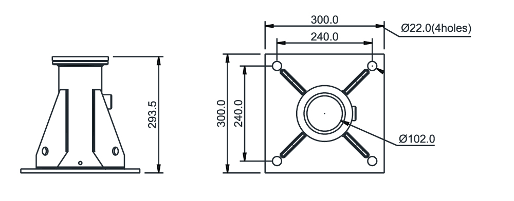 Floor Mounting Bracket Stainless Steel for Cantilever K-Pod